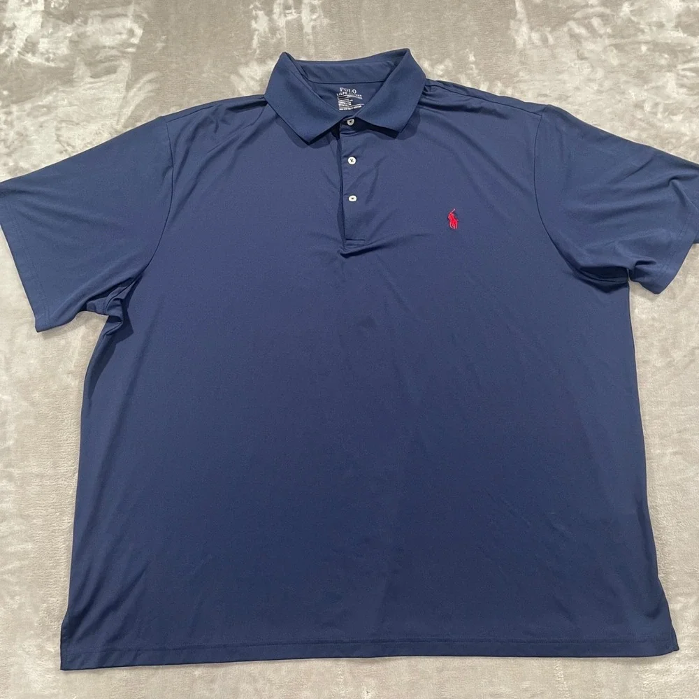Polo Ralph Lauren Shirt Mens 3XB Blue Polo Performance Wicking Short Sleeve